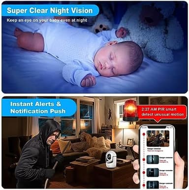 2K Pan/Tilt Security Camera, WiFi Indoor Camera for Home Security with AI Motion Detection, Baby/Pet Camera with Phone App, Color Night Vision, 2-Way Audio, 24/7, Siren, TF/Cloud Storage - 2 Pack - Image 6