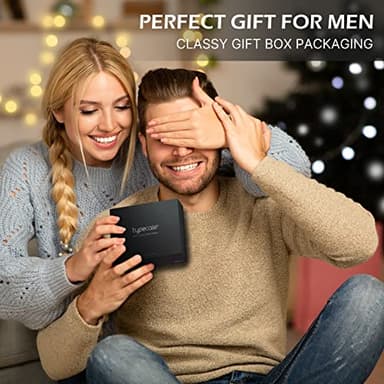 typecase Mens Wallet Card Holder: Pop Up Aluminum Case, Genuine Leather, Smart, RFID Blocking, Slim, Minimalist, Front Pocket - 9-14 Card Capacity | ID Window | Cash Slot (Carbon Fiber) - Image 8