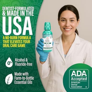 GuruNanda Fresh Breath Mouthwash, ADA-Accepted, Alcohol & Fluoride-Free, Sodium Chlorite, Essential Oils & Vitamins, 12-Hrs Fresh Breath, Wild Mint, 16 oz - Image 2