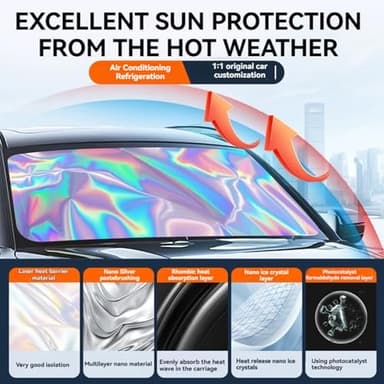 for Mercedes Benz C C300 A B E E350 GLA GLB250 CLA CLK Class Windshield Sun Shade - Foldable Windshield Cover Sun Shade Accessories Protect Car from Sun Rays Overlapping UV Reflective Window Sunshad - Image 2
