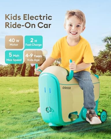 Gyroor GNU Kids Electric Ride-On Car with Flashing Wheels, Adjustable Speeds and 14L Storage, Electric Vehicles for Kids Aged 4-6 Years, 2-in-1 Ride-On and Storage, for Indoor, Outdoor, and Travel Use - Image 2