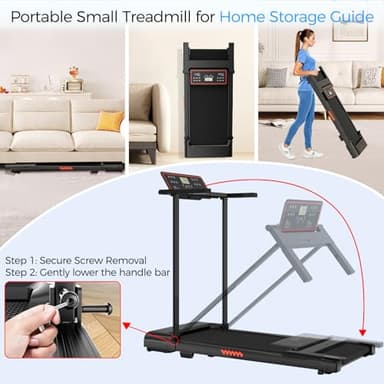 Treadmill with Handle Bar, 3.0HP Walking Pad Treadmill, Portable Compact Walking Pad with Handle, Treadmills for Home Samll Space, Running Electric Small Treadmills, 320 LBS Capaticy,LED Display - Image 4