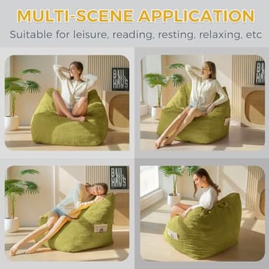 MAXYOYO Bean Bag Chair, Floor Sofa with Handle, Bean Bag Chairs for Adults and Kids, Teens Living Room Bean Bag, Accent Sofa Chair with Pocket for Gaming Reading Relaxing - Image 5
