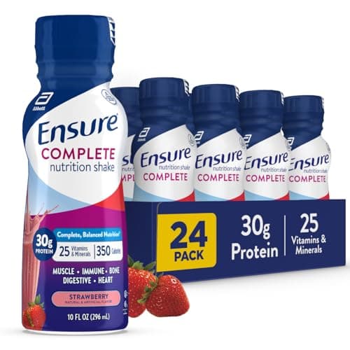 Ensure COMPLETE Strawberry Nutrition Shake, Complete, Balanced Meal Replacement, Ready To Drink, 30g Protein, 25 Vitamins & Minerals, 10 fl oz—24 Pack - Image 1