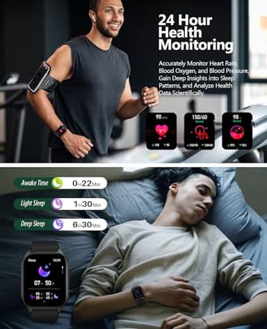 SOUYIE Smart Watch (Answer/Make Call), 2.06" Curved AMOLED Screen Smartwatch for Men Women, 100+ Sport Modes Fitness Tracker, Heart Rate Sleep SpO2 Monitor, IP68 Waterproof, Android and iOS Compatible - Image 6
