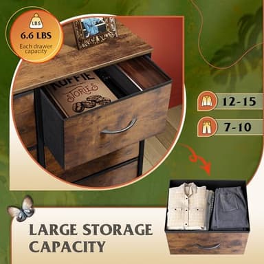 WLIVE Fabric Dresser for Bedroom, Tall Dresser with 8 Drawers, Storage Tower with Fabric Bins, Double Dressers, Chest of Drawers for Closet, Living Room, Hallway, Dorm, Rustic Brown Wood Grain Print - Image 4