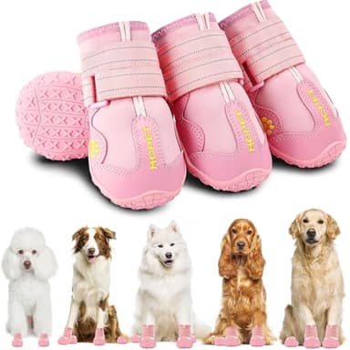 Hcpet Dog Shoes, Dog Boots for Large Dogs, Breathable Dog Booties Paw Protector for Summer Hot Pavement, Winter Snowy Day, Outdoor Walking, Indoor Hardfloors Anti Slip Sole Pink Size 6 - Image 1