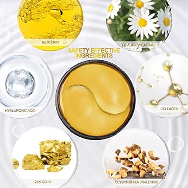 Fivewan 24k Gold Under Eye Patches - 60 Pcs Eye Mask Pure Gold Anti-Aging Collagen Hyaluronic Acid Under Eye Mask for Removing Dark Circles, Puffiness & Wrinkles Refresh Your Skin - Image 4