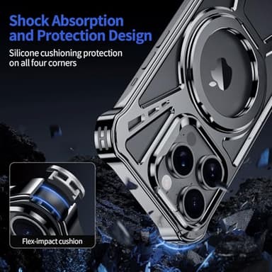 YOOVEI X Case for iPhone 14 Pro Case 6.1",with Kickstand 360°Rotatable Magnetic Ring Stand,[Compatible with MagSafe] Shockproof Aluminum Metal Phone Case Slim & Light Phone case,Gray - Image 3