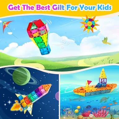 Anbalulu Magnetic Building Tiles, 134PCS Large Magnet Building Set,Magnetic Blocks, 3D STEM Stacking Toys, Magnets Toy for Kids Boys Girls - Image 5