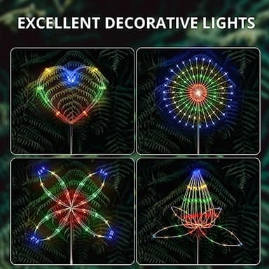 iFalarila 8 Modes Solar Garden Lights with 1200mAH Solar Panels, 240 LED Fairy Lights - Waterproof - Firework Light - String Lights for Yard Decorations, Pathway, Garden, Patio - 2 Pack Multi-Colored - Image 7