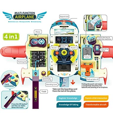 Dwi Dowellin Airplane Car Toy,Steering Wheel Toys for 3 4 5 6 Year Old Boys&Girls with Sound and Light,Toddler Educational Plane Driving Toy Gift for Kids Aged 3+, Blue - Image 3