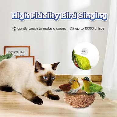 LEWISER Cat Toys Chirping Tit 2 Pcs with Catnip SilverVine, Suitable for Cat Wand Toys, Simulation Bird Design, Interactive Toys for Indoor Kitty Kitten Exercise, Green and Ground - Image 3