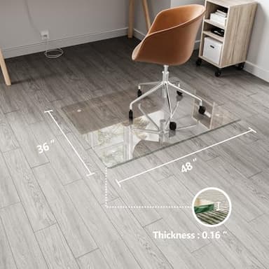 Koonmi Chair Mat for Carpet, Tempered Glass 36"x48" Office Chair Mat, Glass Chair Mats Protector with Rounded and Polished Edges, Ideal for Hardwood Floor, Carpet, Office, Desk, Rolling Chair - Image 4