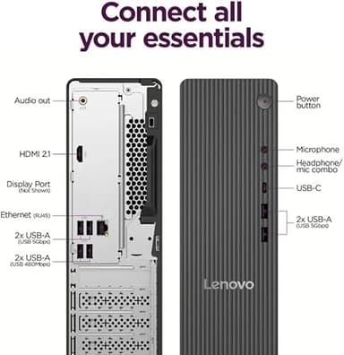Lenovo IdeaCentre Business Desktop| Intel Quad-Core Processor | 32GB RAM | 1TB SSD & 1TB HDD | Support Upto 3 Monitors | HDMI & USB-C | Ethernet | Wi-Fi | Bluetooth | Keyboard & Mouse| Windows 11 Pro - Image 7
