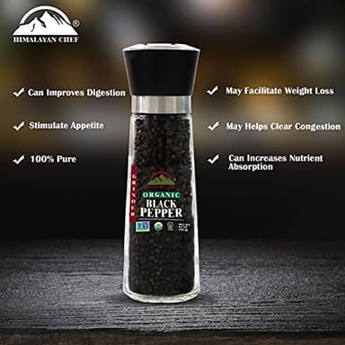 Himalayan Chef Organic Black Pepper Refillable Glass Grinders, 6.40 ounces - Image 9