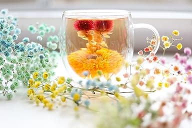 Teabloom Flowering Tea - 12 Unique Varieties of Blooming Tea Flowers - Hand-Tied Green Tea Leaves & Edible Flowers - 12-Pack Gift Canister - Image 5