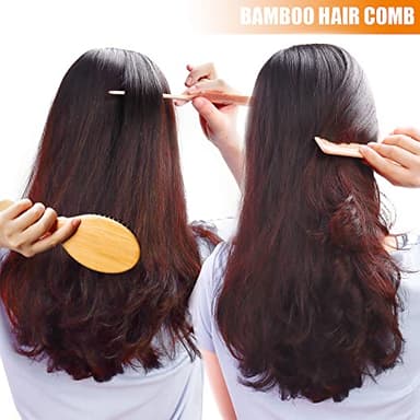 3PCS Bamboo Hair Brush Set,Natural Wooden Brush for Women, madam, Paddle Detangling Brush for Dry/Curly/Thick/Thin/Straight Hair - Image 9