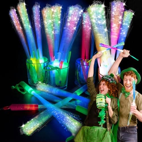 SHQDD 28 PCS Glow Fiber Wands Sticks, Halloween Glow Sticks, LED Light Wands, Glow in The Dark Party Supplies, Fiber Optic Wands, LED Flashing Sticks, Fiber Optic Light Wand Stick for Party - Image 1