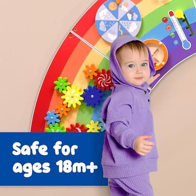 SPARK & WOW Rainbow Activity Wall Panels | Ages 18m+ | Montessori Sensory Wall Toy | 10 Activities | Busy Board | Toddler Room Decor - Image 2