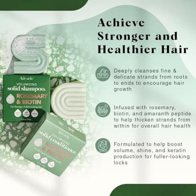 Kitsch Rosemary & Biotin Shampoo and Conditioner Set for Hair Growth - Strengthening, Thickening & Volumizing Shampoo and Conditioner Bar - Paraben, Sulfate & Silicone Free - Made in USA - 2 pack - Image 3