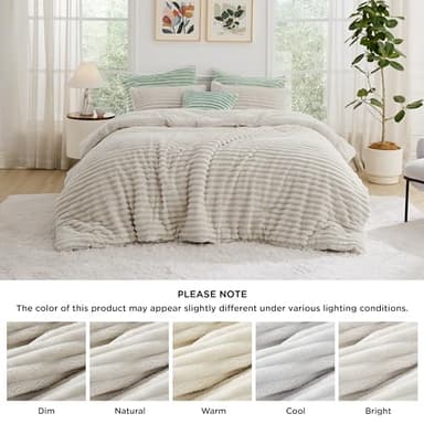 Bedsure Fluffy Comforter Set King Size - Super Soft Faux Fur Bed Set Linen, All Seasons Warm Plush Fleece Bedding, 3 Pieces, 1 Shaggy Fuzzy King Comforter with 2 Pillowcases - Image 9