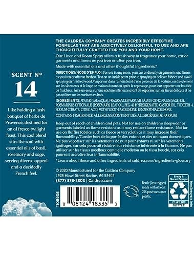 Caldrea Linen and Room Spray Air Freshener, Made with Essential Oils, Plant-Derived and Other Thoughtfully Chosen Ingredients, Basil Blue Sage Scent, 16 oz - Image 2