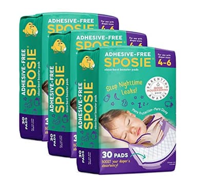 Sposie Overnight Diaper Booster Pads, Stops Leaks and Bedwetting, Original Adhesive-Free Absorbent Inserts, Helps Reduce Nighttime Changes and Rash, Use with Sizes 4-6, Made in U.S.A. 90 ct. - Image 1