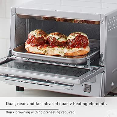 Panasonic FlashXpress Toaster Oven Countertop, 4-Slice Compact Size with Double Infrared Heating, 6 Auto Cook Options and Precise Temperature Control, 1300W - NB-G110P (Silver) - Image 3