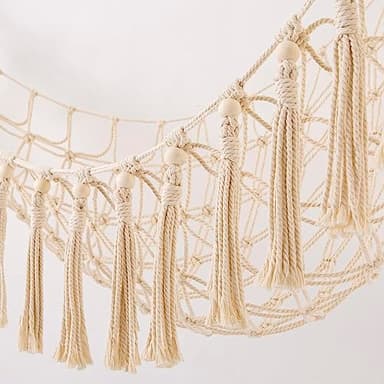 YKBU Stuffed Animals Hammock Corner Hanging Net with Wooden Beads Macrame Stuffed Animal Storage Ideas Plush Holder Toy Organizer for Boho Nursery Playroom Bedroom Kids Room Decor (cream, X-Large) - Image 4