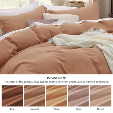 Bedsure Taupe Duvet Cover Queen Size - 3 Pieces Prewashed Cotton-Like Extra Soft Bedding Set, Includes 1 Duvet Cover 90x90 Inches with Zipper Closure & 2 Pillow Shams, Comforter Not Included - Image 5