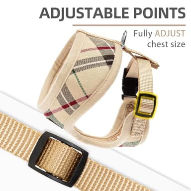Pupteck Soft Mesh Dog Harness Sized and Leash Set Pet Puppy Cat Comfort Padded Vest No Pull Harnesses, Beige, Medium - Image 3
