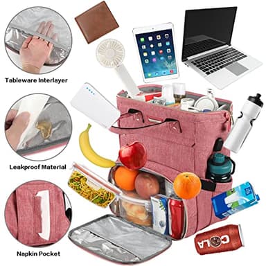 JCDOBEST Lunch Bag Backpack, Insulated Cooler Backpack Lunch Box Laptop Backpack with USB Port for Women Men Fits 15.6 Inch Laptop Blue - Image 4