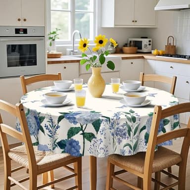Eikione Round Tablecloth 70inch Floral Table Cloth, Colorful Tablecloths Polyester Waterproof Stain Wrinkle Free, Table Cover for Home Kitchen Dining Party Patio Decor - Image 2