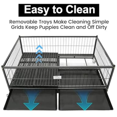 Homey Pet Whelping Box for Dogs and Puppies, 43 inch Stackable Heavy Duty Metal Wire Dog Crate Cage Kennel with Wheels for Large Medium Small Sized Dogs - Image 3