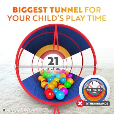 Playz 5pc Kids' Play Tents & Tunnels - Ball Pit for Toddlers, Basketball Hoop, Crawling Tubes, Pop-Up Playhouses, Baby Obstacle Course for Indoor or Outdoor Use - Image 3