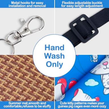 BESNEW Enlarged Guinea Pig Hammock with Summer Mat,Cooling Guinea Pig Cage Accessories Ferret Rat Waterproof Hanging Hammock for Small Animals Hiding Sleeping,Adjustable Length 13.8x13.8 in - Image 3