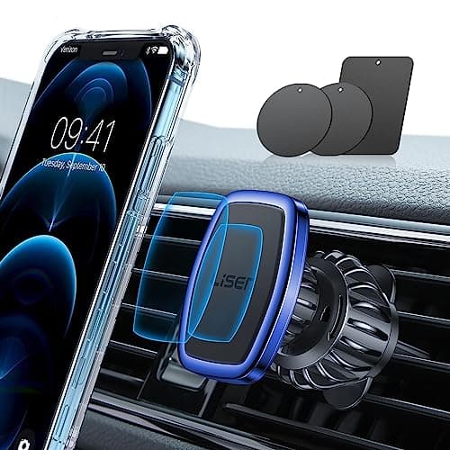 LISEN Magnetic Phone Holder for Car, [Easily Install] Car Phone Holder Mount [6 Strong Magnets] Cell Phone Holder for Car [Case Friendly] iPhone Car Holder Pink 🧲20X Powerful: Pink LV633 - Image 1