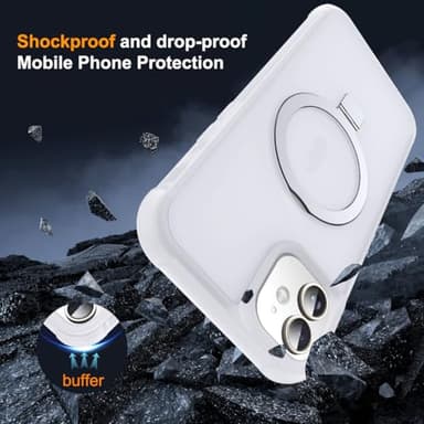 SKYLMW Compatible with iPhone 12 Case & iPhone 12 Pro Case 6.1" with Invisible Magnetic O-Ring Stand [Compatible with Mag-Safe][Great Grip Feeling],Translucent - Image 7