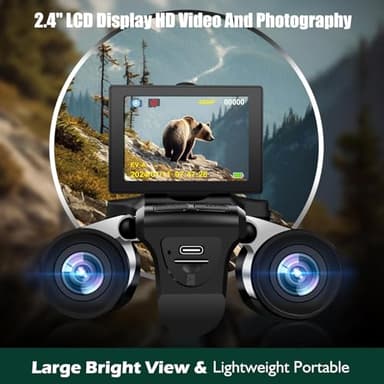 Digital Binoculars Camera, 2.4" LCD Display 12X 48MP Pictures 2.5K Videos Camera with 32GB Card, Binoculars for Bird Watching Hunting Outdoor Adventures (DT40) - Image 2