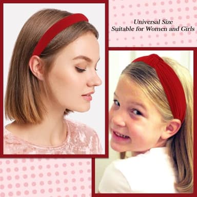 AHONEY 7 Pack Red Headbands for Women Christmas Headbands Trendy Non Slip Hairbands Cute Hair Accessories Multi-style Headband Pack (Redl) - Image 4