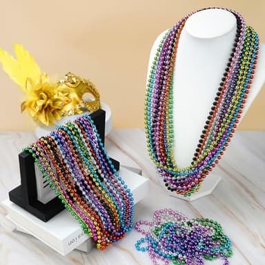 72 PCS Mardi Gras Beads Bulk, 33 Inch 12 Colors Party Beads for Mardi Gras, Christmas, St. Patrick's Day, Beads Party Favors, Throw Beads in 12 Shiny Metallic Colors - Image 6