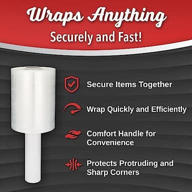 2 Pack Industrial Strength Mini Hand Stretch Wrap 5" 1000 Ft Roll 80 Gauge Thick, Shrink Wrap Roll for Moving Supplies, Furniture, Pallets, Plastic Wrap for Packing, Heavy Duty Stretch Film - Image 5
