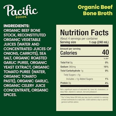 Pacific Foods Organic Beef Bone Broth, 32 Oz, Pack of 12 - Image 2