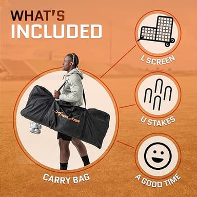 L Screen Baseball for Batting Cage | Baseball Pitching Net with Wheels-7 feet by 7 feet, 3.5 Inch by 3.5 Inch Cutout, Body Protector for Back Drive Lines Beisbol - Image 5