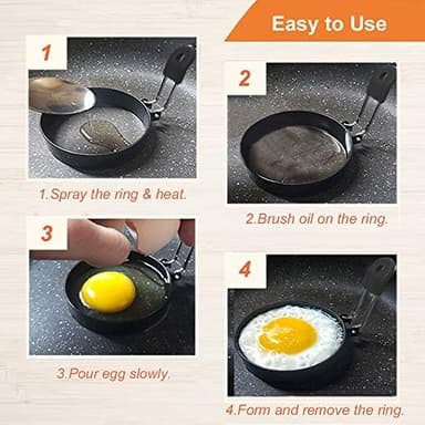 COTEY Large 3.5" Nonstick Egg Rings Set of 4, Round Crumpet Ring Mold Shaper for English Muffins Pancake Cooking Griddle - Portable Grill Accessories for Camping Indoor Breakfast Sandwich Burger - Image 6