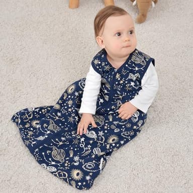 FIEMOL Baby Sleep Sack 0-6 Months, 100% Cotton Sleeping Sack for Newborn and Infant, 3 Pack Baby Wearable Blanket, 0.5 Tog Lightweight Double Zipper Sleep Bag Blue Sky - Image 5