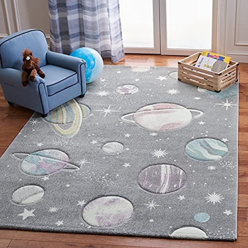 SAFAVIEH Carousel Kids Collection Area Rug - 6'7" x 9', Grey & Lavender, Non-Shedding & Easy Care, Ideal for High Traffic Areas for Boys & Girls in Playroom, Nursery, Bedroom (CRK103F) - Image 1