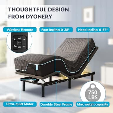 Dyonery Split King Adjustable Bed Frame with 14 inch Cooling Copper Memory Foam Mattress, Wireless Remote & Head and Foot Incline, CertiPUR-US Certified & Fiberglass Free, Zero Gravity, 80" × 76" - Image 3