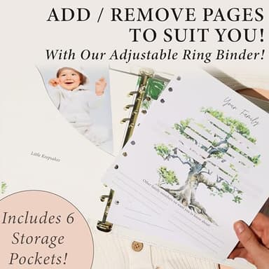 Baby Book Keepsake - Timeless Baby Memory Book for Boy or Girl I First 5 Year I Faux Leather, Gender Neutral, Safari Theme w/Gold Foil Stamp - Baby First Year Book Journal Scrapbook Photo Album Shower - Image 2